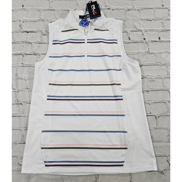 RLX Ralph Lauren Tops - RLX Ralph Lauren Golf Tennis Sleeveless 1/2 Zip Polo Shirt Striped WOMENS SZ S